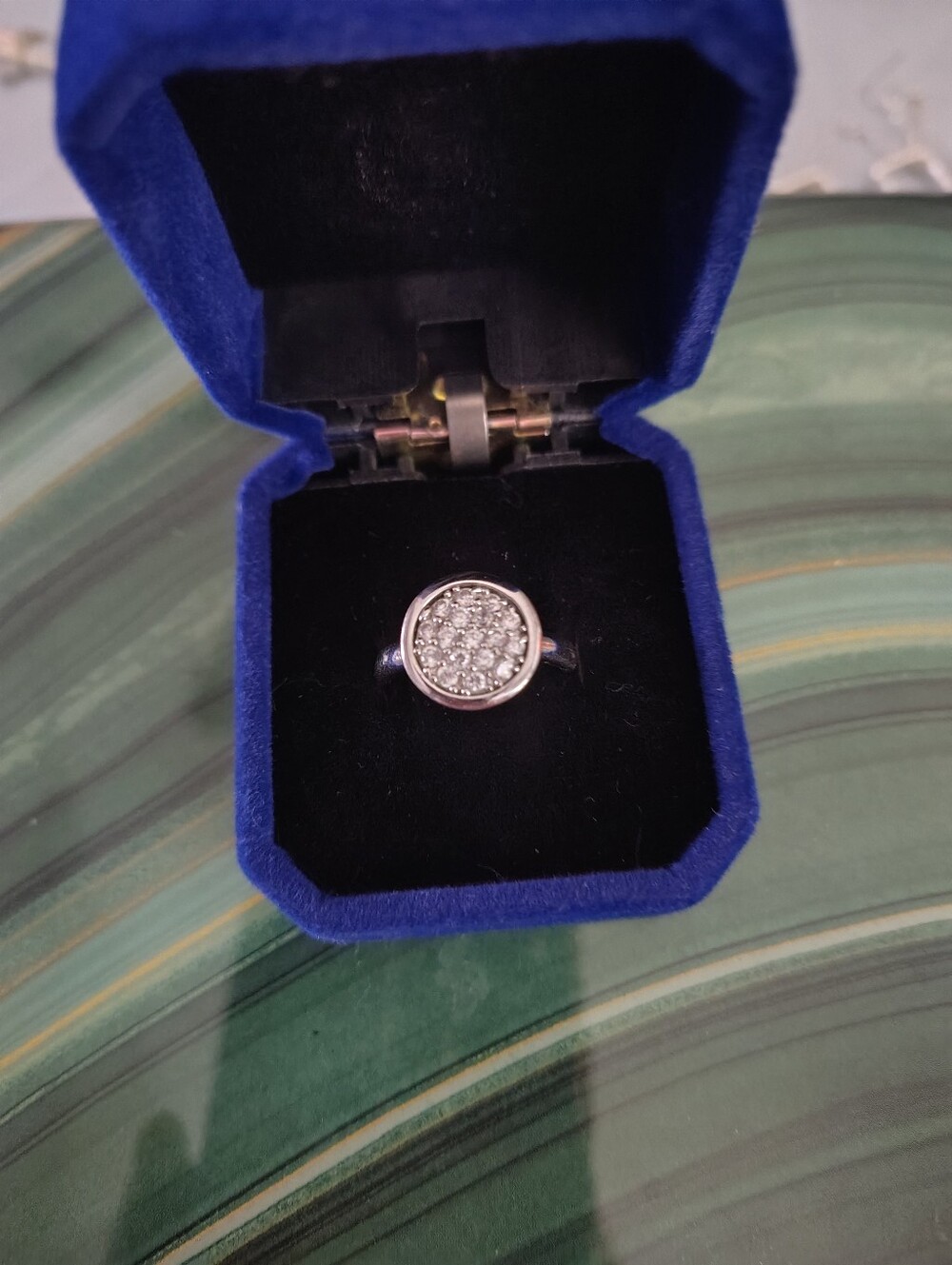 924 Silver Ring With Diamond Colored Stones. Size 7